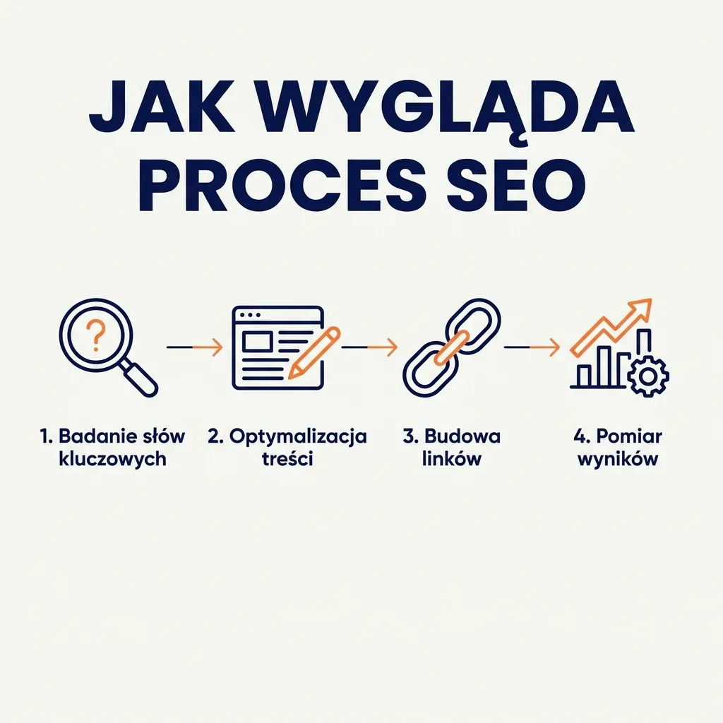 Infografika procesu SEO wygenerowana przez Nano Banana Pro